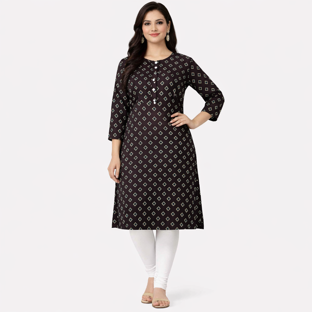 Vastrika Official Women’s Black 100% Cotton Kurti
