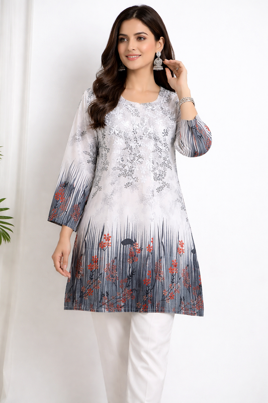 Grey Short Kurti with Inner | Stylish Layered Kurti Set