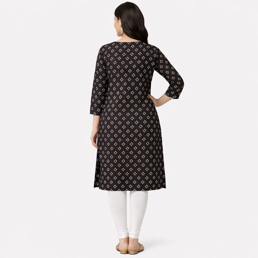 Vastrika Official Women’s Black 100% Cotton Kurti