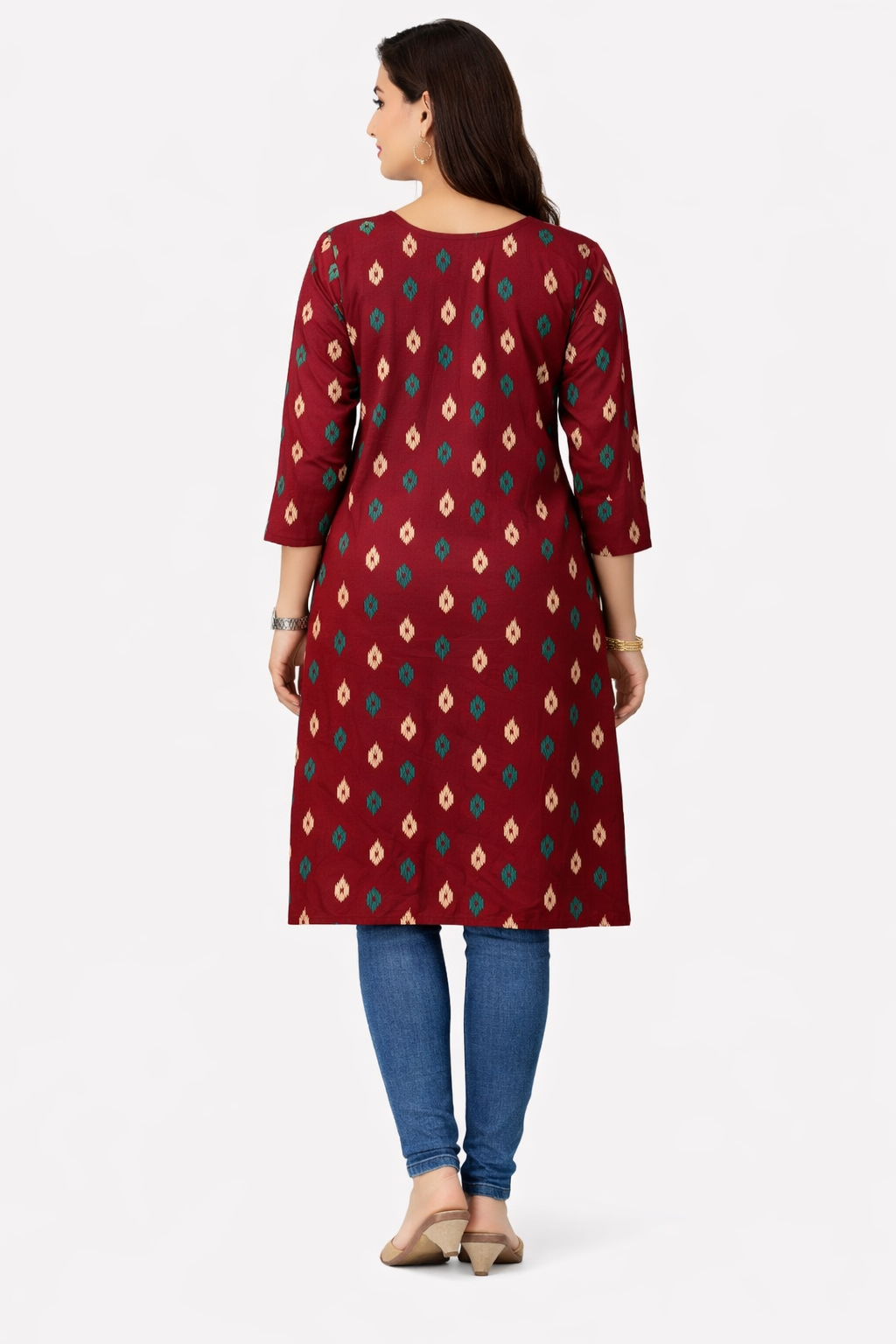 Vastrika Official Women’s Red Printed Cotton Kurti