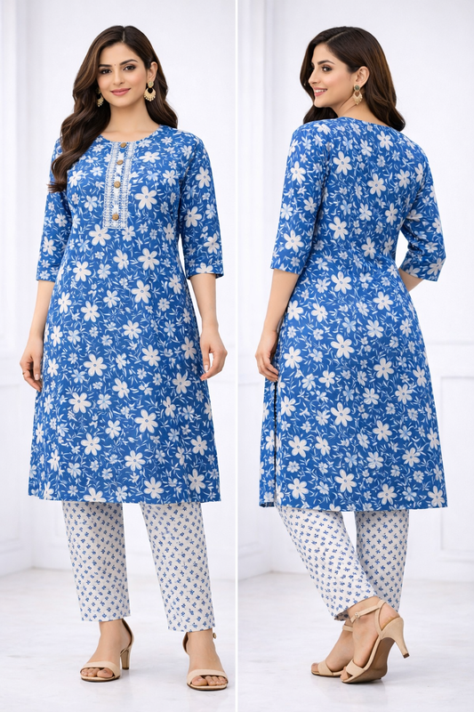 Vastrika Official Women’s 100% Cotton Kurti Pant Set