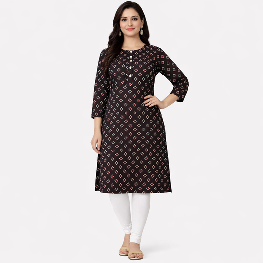 black-cotton-kurti-red-print