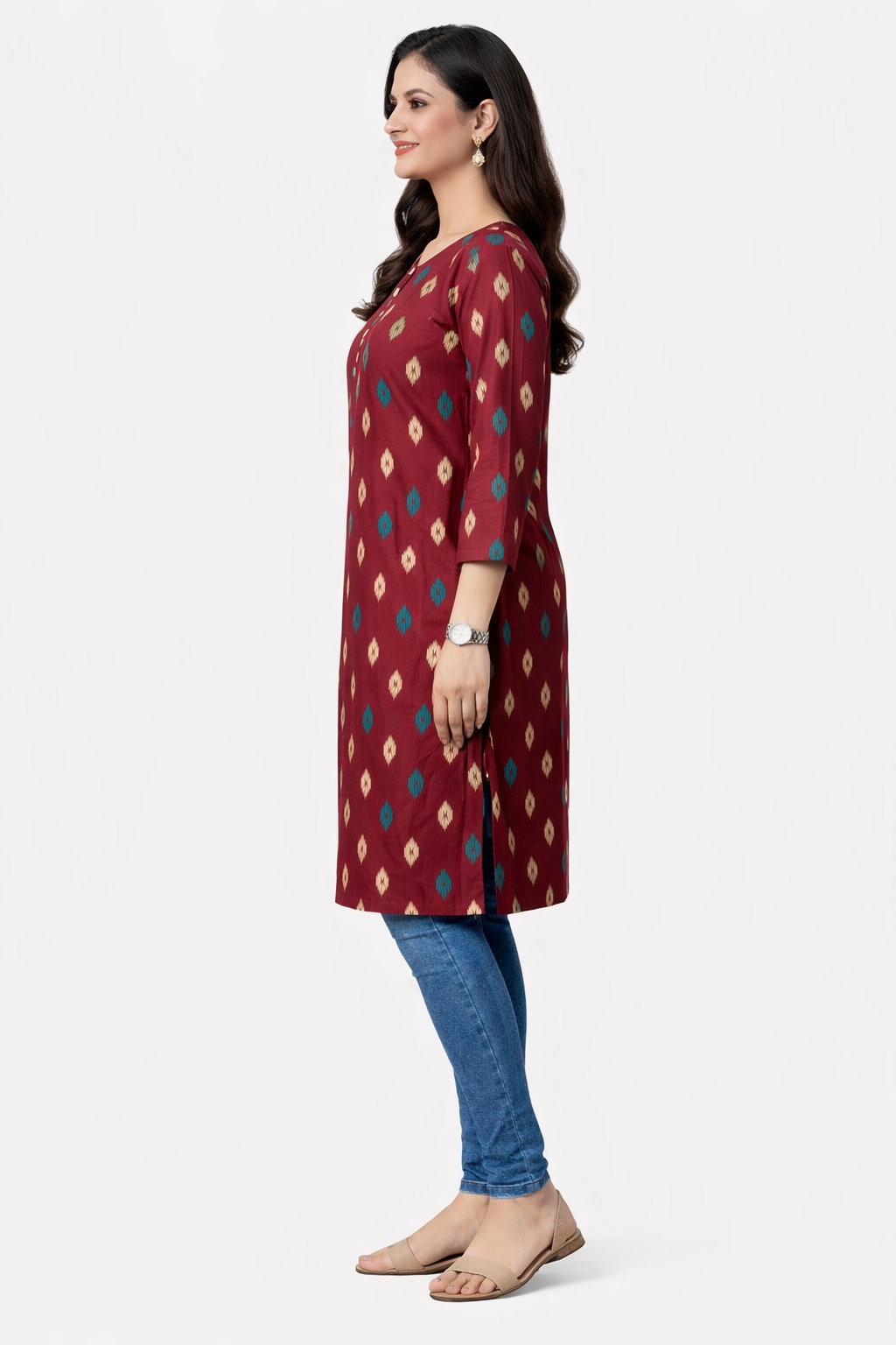 Vastrika Official Women’s Red Printed Cotton Kurti